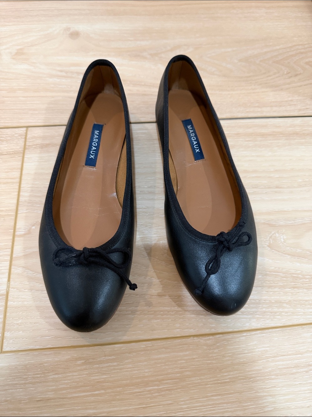 Margaux the Demi Black Leather Flats